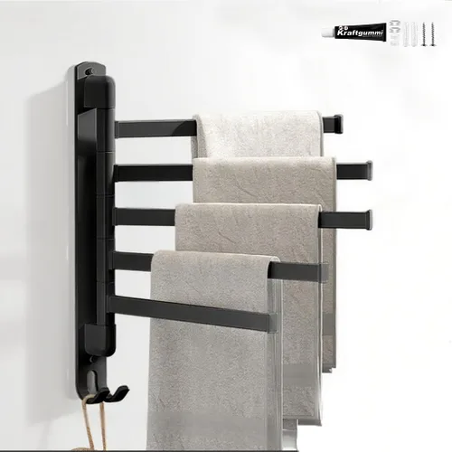 Miniatura 14 de Toallero, toallero giratorio mejorado de aluminio de aviación cuatro en uno, toalleros para baño, ahorro de espacio, oscilante, rotación de 180°