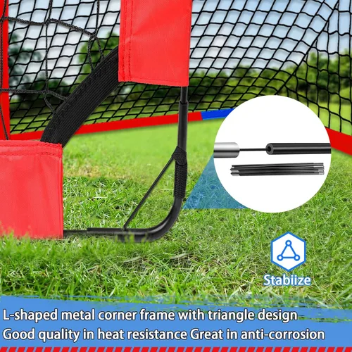Miniatura 3 de Paquete de 2 redes de fútbol de 4 x 3 pies, porterías de fútbol para practicar niños para interiores y exteriores. Red de fútbol portátil con bolsa