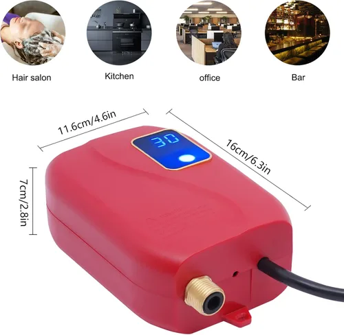 Miniatura 5 de Calentador de agua sin tanque Calentador de agua caliente instantáneo Mini calentador de agua caliente para cocina baño 3000 W 110 V rojo