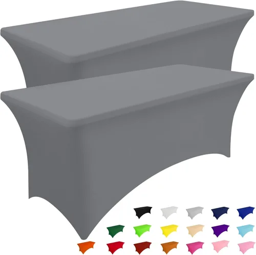 Miniatura 38 de Smiry Paquete de 2 manteles de elastano de 6 pies, fundas de mesa elásticas ajustables extensibles, lavables y sin arrugas, rectangulares para mesa