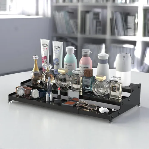 Miniatura 4 de Jojocross Organizador de especias de metal para gabinete, estante de almacenamiento de especias expandible de 3 niveles, ideal para armarios de Negro