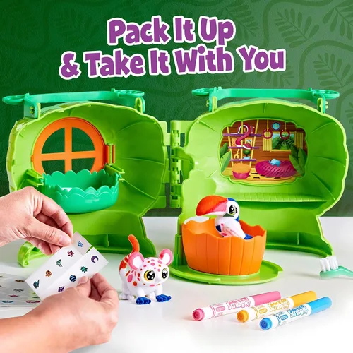 Miniatura 7 de Crayola Scribble Scrubbie Pets Safari Treehouse, estuche de almacenamiento de juguetes, regalo para niños y niñas