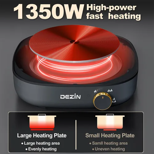 Miniatura 5 de Dezin Olla eléctrica Shabu Shabu con olla extraíble, olla caliente antiadherente de 4 litros con control de doble potencia, olla eléctrica con tapa