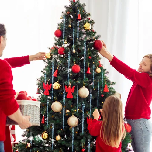 Miniatura 5 de Boao Carámbano de vidrio de 3.5 a 7.8 pulgadas, adornos de Navidad de carámbano de vidrio torcido, decoraciones colgantes (azul claro, 25 unidades)