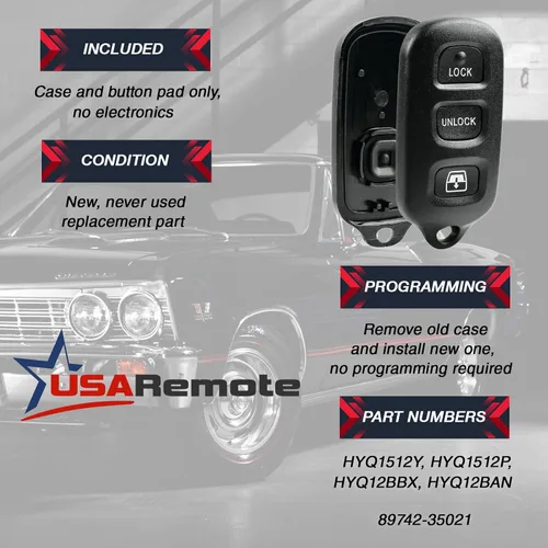 Miniatura 3 de Llavero con carcasa y almohadilla de repuesto para llave de entrada sin llave compatible con Toyota 1999-2009 4Runner / 2001-2008 Sequoia