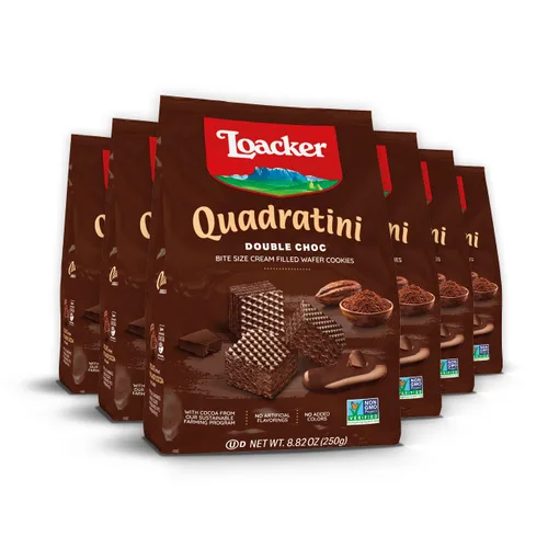Miniatura 10 de Loacker Quadratini - Paquete grande de galletas de oblea variadas con sabor a frutas - Mezcla de limón, vainilla y yogur de frambuesa - Galletas