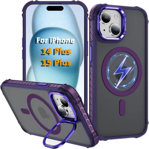 Miniatura 33 de i Phone 13 - Funda para iPhone 14, compatible con carga inalámbrica MagSafe, resistente, a prueba de golpes, soporte ajustable, color rojo mate