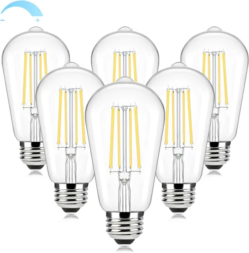 Miniatura 11 de Brightever Bombillas ámbar regulables equivalentes a 60 W, bombillas LED Edison vintage de 2200 K, 850 LM, 90+CRI, 7 W ST58 E26, bombilla LED
