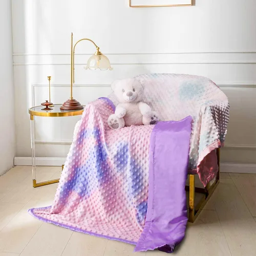 Miniatura 5 de Manta de satén sedoso para niñas con tela Minky de teñido anudado único con respaldo sedoso de seda suave de lujo para niños pequeños para dormir