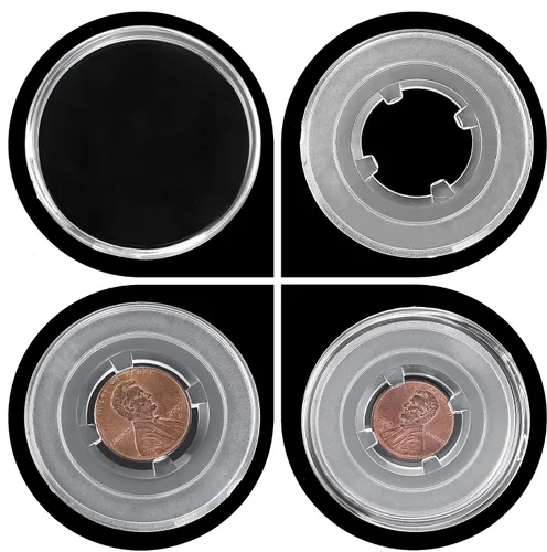 Miniatura 3 de Cápsulas de monedas con 4 bolsillos posicionamiento almohadillas flotantes coleccionista para Lincoln Cent/Penny/Canadian 1 Cents/Euro 2 Cents 6