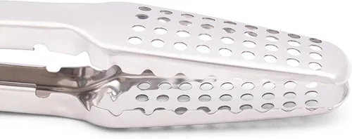 Miniatura 7 de Pinzas para barbacoa de acero inoxidable 18/0 de 9 pulgadas con mango ergonómico de madera de roble real para cocinar, accesorio duradero