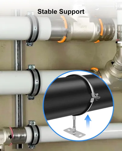 Miniatura 5 de 2 soportes de tubo ajustables de 3 pulgadas, colgador de tubo de anillo dividido, correa de pared de ventilación B resistente, correa redonda