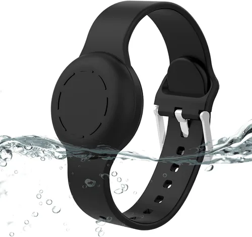 Pulsera Airtag impermeable para niños, pulsera de silicona compatible con Apple Air Tag funda de soporte oculta, rastreador GPS antipérdida Negro