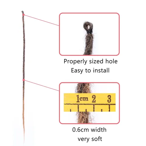 Miniatura 4 de Leeven Extensiones de rastas grises de 40 hebras de 18 pulgadas con terminación única hechas a mano, extensiones de rastas suaves de 0.6 cm