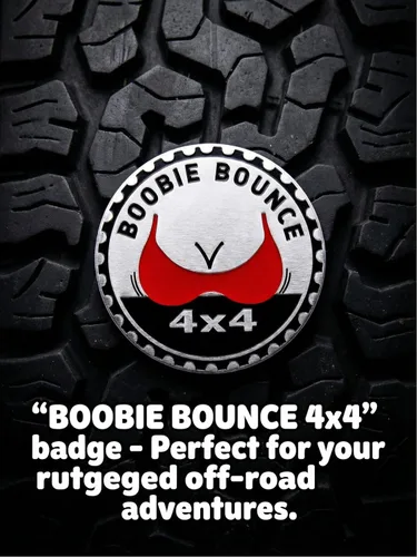 Miniatura 2 de 2 piezas de emblema de coche Boobie Rated, emblema automotriz metálico 4 x 4, emblemas de coche redondos de metal 3D, pegatinas de emblema de coche