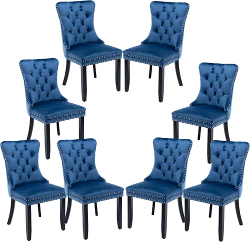 Miniatura 72 de Silla de comedor copetuda moderna de terciopelo para comedor, sillas de comedor tapizadas con remache de clavo, anillo trasero para cocina, comedor