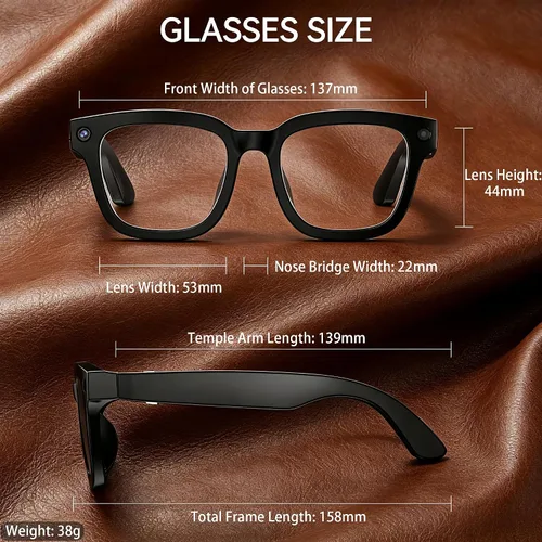 Miniatura 6 de Lentes inteligentes AI con cámara, lentes de cámara HD de 8 MP para hombres, mujeres, gafas de grabación AI con asistente de voz, audio de oído