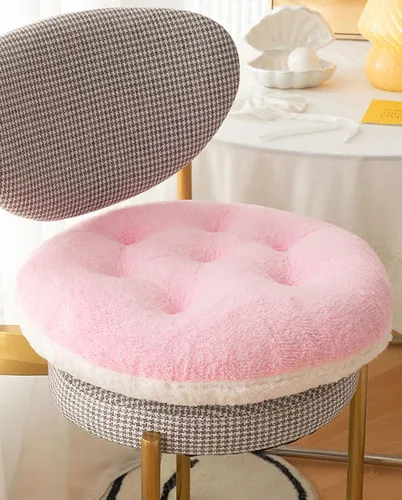 Miniatura 10 de Cojines de silla cómodos cuadrados y redondos de lana de cordero artificial, cojines de asiento de silla suaves y esponjosos de felpa para casa