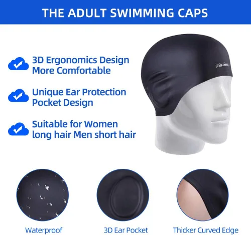 Miniatura 6 de Gafas de natación Juego de gorras de natación gafas de natación de silicona para adultos con gafas antivaho para nadar Colorido