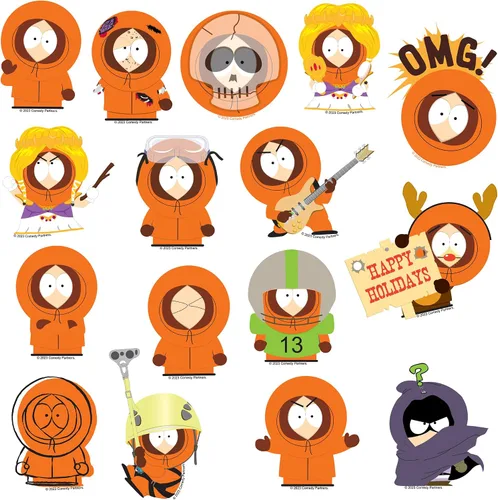 Miniatura 4 de South Park Kenny - Paquete de calcomanías de vinilo troqueladas grandes de lujo para laptop, botella de agua, álbumes de recortes, tableta y uso