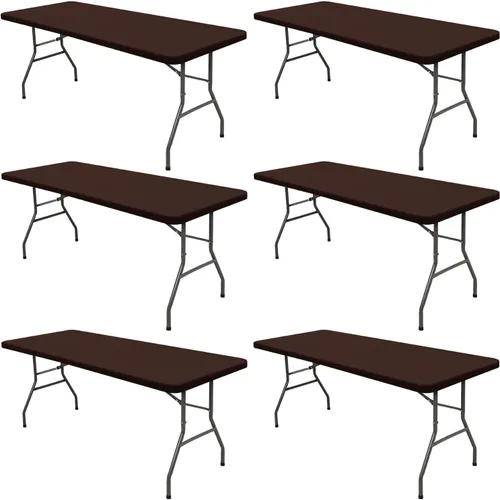 Miniatura 42 de Pack de 6 manteles de picnic elásticos ajustados para mesas rectangulares de 6 pies, impermeables, lavables, de spandex para patio, plegables