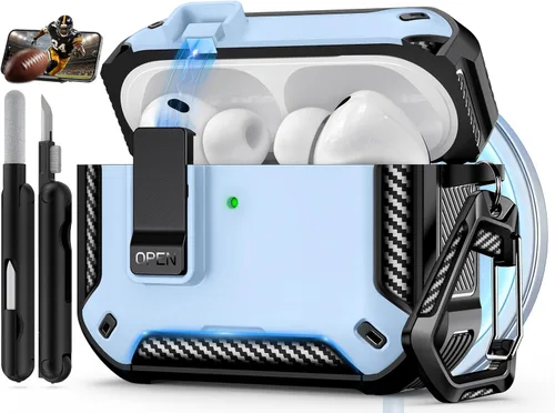 Miniatura 56 de Funda para AirPods Pro de 2 generación con soporte para teléfono, diseño de interruptor automático de protección completa contra caídas con kit