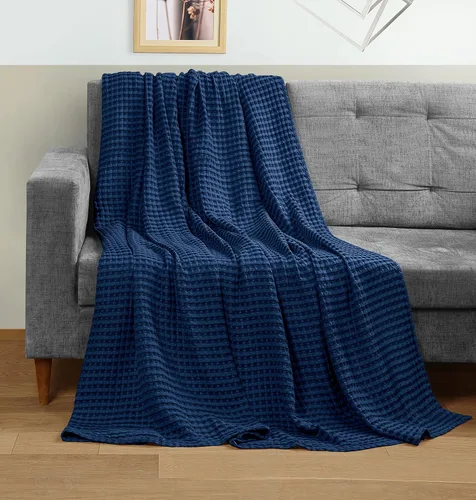 Miniatura 11 de Utopia Bedding Manta de punto gofre de 100 % algodón, tamaño grande para cama, ligera, transpirable, suave y acogedora, regalos para mujeres Blanco