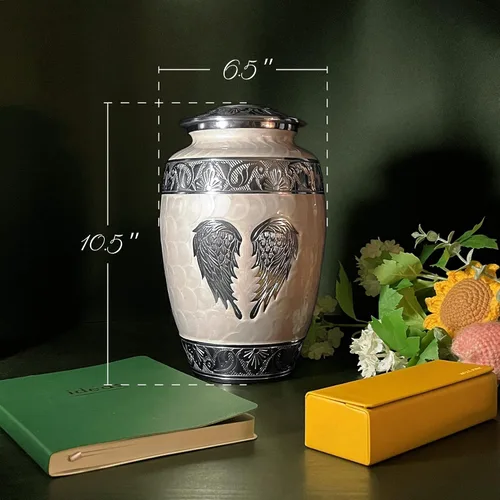Miniatura 5 de Urnas de cremación para cenizas humanas de adultos femeninos y masculinos – Urnas de entierro y funeral decorativas grandes con diseño de alas