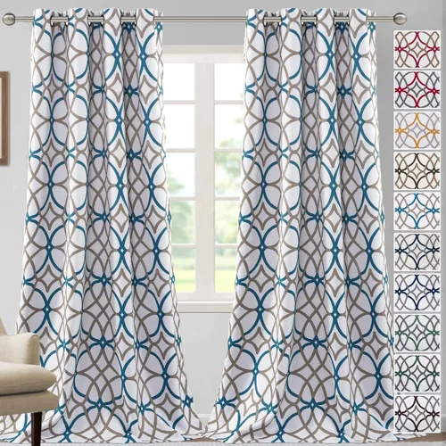 Miniatura 22 de H.VERSAILTEX Cortinas opacas con diseño impreso de 54 pulgadas de largo, juego de 2 paneles de cortinas con aislamiento térmico para dormitorio