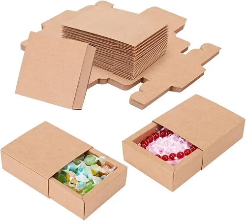 Miniatura 16 de BENECREAT Paquete de 30 cajas rectangulares de papel kraft marrón de 3.3 x 2.3 x 1 pulgadas con ventana transparente para regalos de boda, fiesta