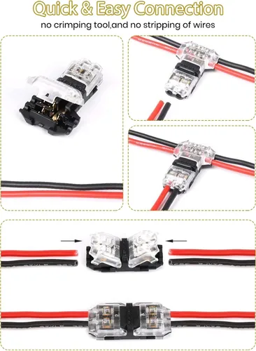 Miniatura 5 de Kalolary - Conectores de cable de bajo voltaje, paquete de 20 conectores de cable de 2 pines de 3/2 vías, cable compacto universal tipo T
