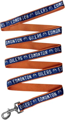 NHL PET Edmonton Oilers - Correa para perro, pequeña correa de equipo de hockey para perros y gatos, brillante y colorido, con licencia de la NHL
