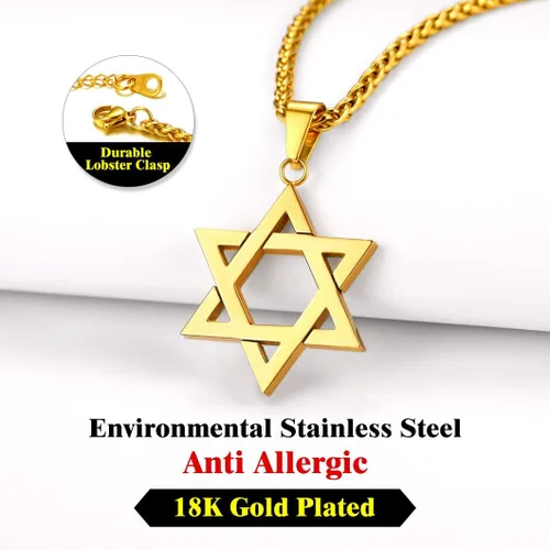 Miniatura 4 de Richsteel Star of David Necklaces for Women Mens Stainless Steel18K Gold Plated Hexagram Pendant Jewish Israel Jewelry