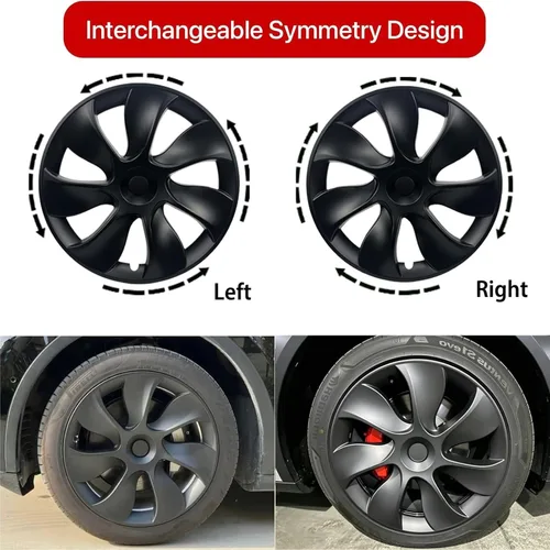 Miniatura 6 de KAVANIC 4 piezas de cubierta de rueda Compatible con Tesla Model Y 19 pulgadas 2020-2024 ABS tapacubos estilo cuchilla negro mate Compatible