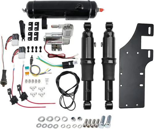 Miniatura 2 de TCT-MOTORPARTS Kit de Suspensión Trasera de Aire Ride con Tanque de Aire Compatible con Harley Touring Street Glide Bagger Road King Electra Glide