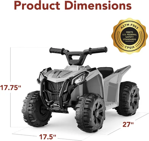 Miniatura 7 de Best Choice Products - Vehículo de juguete para niños de 6V, cuatriciclo de 4 ruedas, ATV con velocidad máxima de 1.8 MPH, neumáticos con dibujo