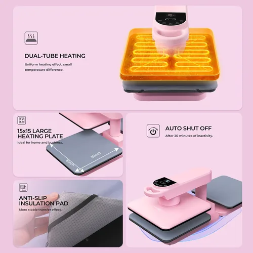 Miniatura 6 de Máquina de prensa de calor automática Whubefy 15x15