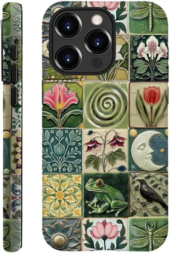 Miniatura 16 de DAIZAG Funda compatible con iPhone 13, funda duradera de protección contra golpes para niñas y mujeres, tema de retazos azul océano Tema