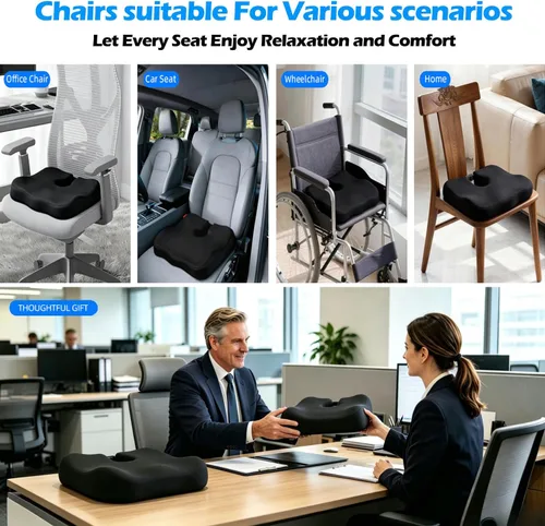 Miniatura 7 de Cojines de asiento extra densos para sillas de oficina, cojín de asiento ortopédico para silla de escritorio, automóvil, silla de ruedas, soporte