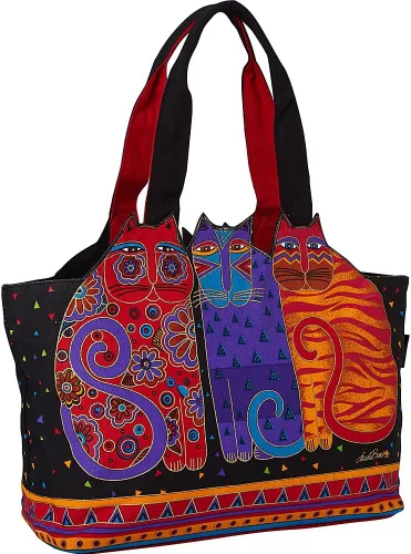 Miniatura 2 de Feline Friends Cats - Bolso grande con hombros recortados, color negro, Negro -, Bolso