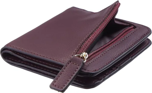 Miniatura 7 de Gostwo - Cartera compacta de piel genuina de lujo para mujer con bloqueo de RFID y ventana de identificación