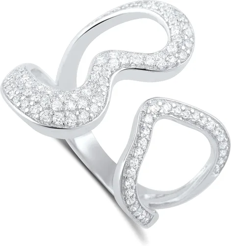 Miniatura 2 de Anillo de plata de ley con diamantes de imitación y corazón abierto (tamaño 4-9)