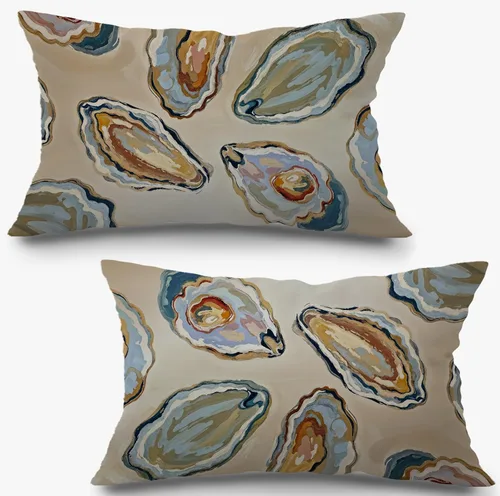 Miniatura 11 de Fundas de almohada costeras de langosta, fundas de almohada náuticas de langosta roja de Nueva Inglaterra con rayas azules y blancas para casa