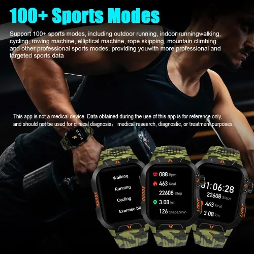 Miniatura 4 de QTLLBT Reloj Inteligente Recibir/Hacer Llamadas Linterna LED Brújula Altitud 2.01HD Rastreador de Fitness Múltiples Carátulas de Reloj Más de 100