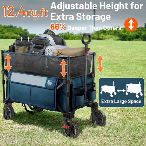 Miniatura 8 de Timber Ridge 350L Carro de Carga Plegable Extra Grande con Freno, Carros de Utilidad Plegables para Acampada al Aire Libre de Alta Resistencia