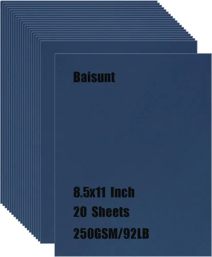 Miniatura 17 de Baisunt 20 hojas de cartulina negra de 250 g/m²/92 lb, papel grueso en blanco para proyectos de arte DIY, álbum de recortes, elaboración de tarjetas