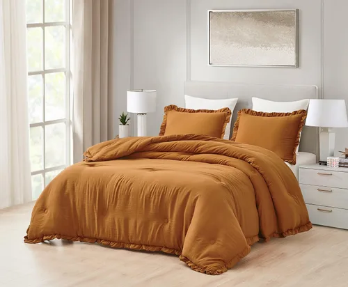 Miniatura 19 de Chezmoi Collection Nora - Juego de edredón negro tamaño King de 3 piezas, esponjoso, suave, lavado a la piedra, con volantes, ropa de cama Shabby