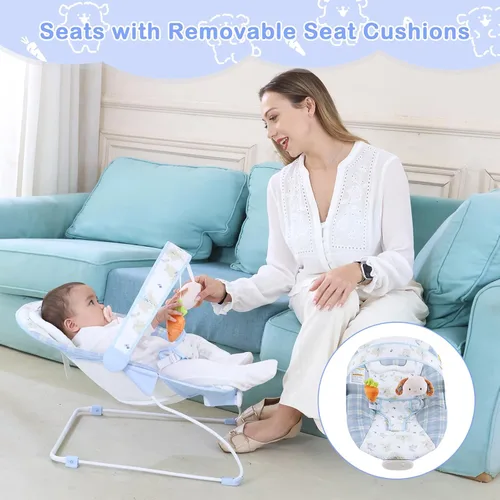 Miniatura 8 de Bouncer para bebés, asiento hinchable para bebés con música y vibraciones, balancín portátil para recién nacidos