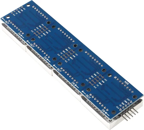 Miniatura 7 de MAX7219 Módulo de matriz de puntos 32x8 4 en 1 módulos de pantalla LED para microcontrolador Arduino Raspberry Pi con cables de 5 pines verde