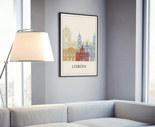 Miniatura 2 de Póster de ilustración de Lisboa, póster de horizonte de Lisboa Portugal, impresión de paisaje urbano y monumento, arte de pared para el hogar